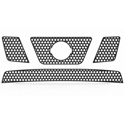 Nissan frontier 05-08 circle punch black powdercoat truck grill insert add-on
