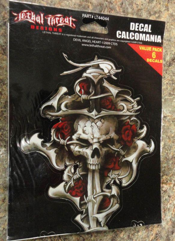 Lethal threat diamond shape skull 6 pack decal sticker 6 x 8 free shipping 