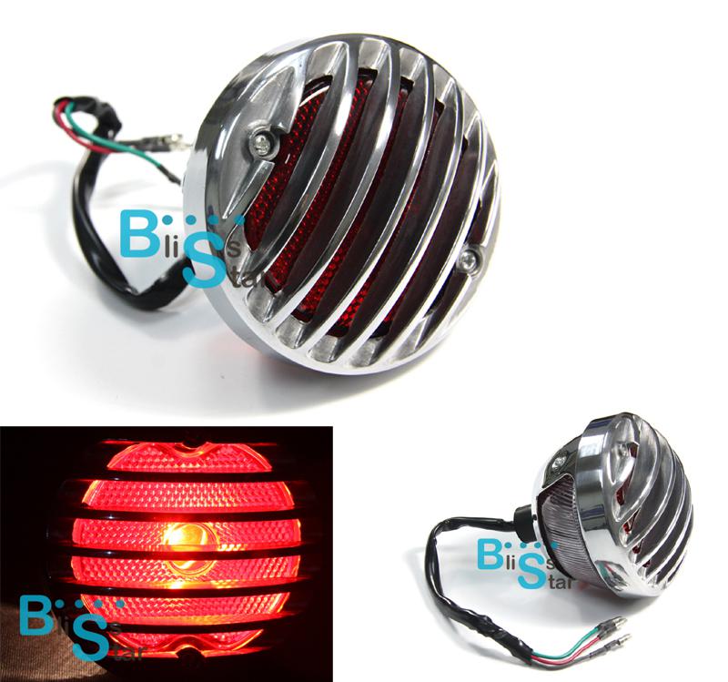 Rodder finned tail light red for harley bobber chopper rat hot rod duo style