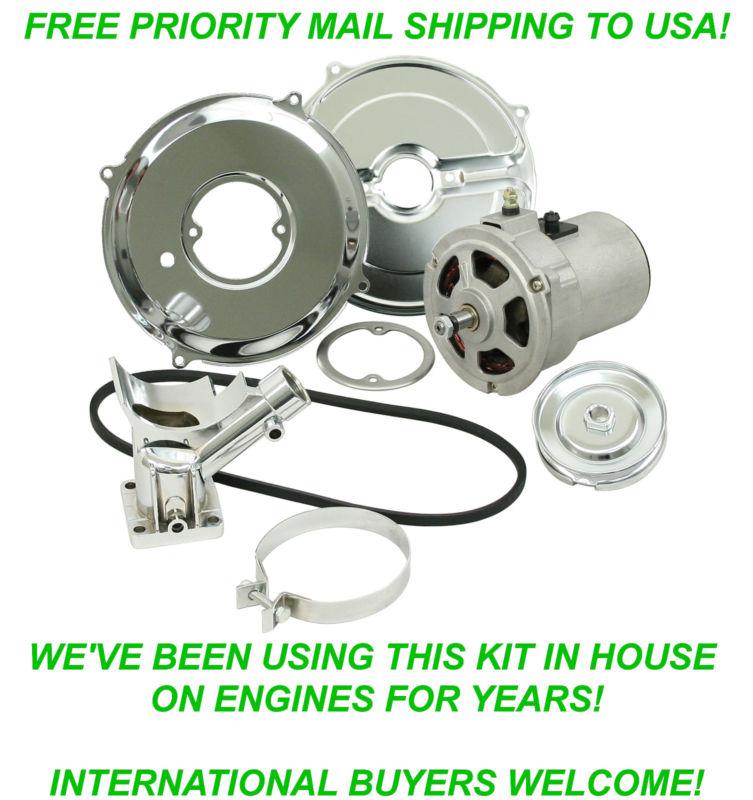 Alternator kit w/ chrome components - vw bug beetle dune buggy bus ghia engine