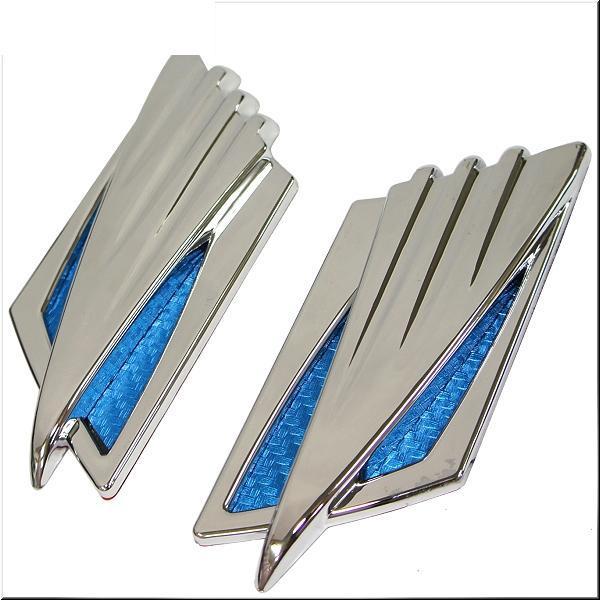 Find CAR FENDER AIR FLOW DECORATION VENT COVER CHROME BLUE CARBON X 2