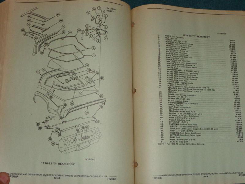 Find 19531982 CHEVROLET CORVETTE TEXT & ILLUSTRATIONS PARTS CATALOG