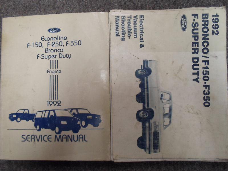 1992 ford f150 f250 f350 bronco truck service shop repair manual set oem books