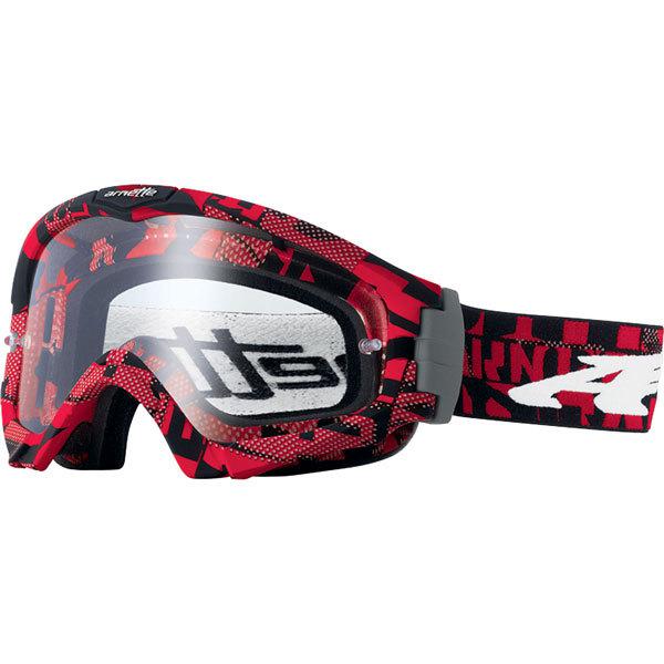 Red/clear arnette series 3 mx distress text goggles