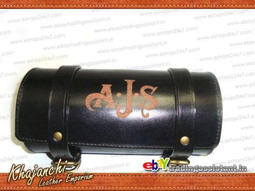 Brand new customized genuine black leather tool roll bag for ajs @ eshops24x7