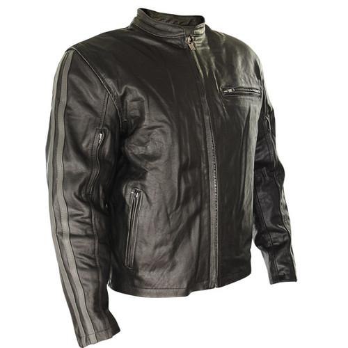 Xelement mens black cafe racer armored distressed leather motorcycle jacket