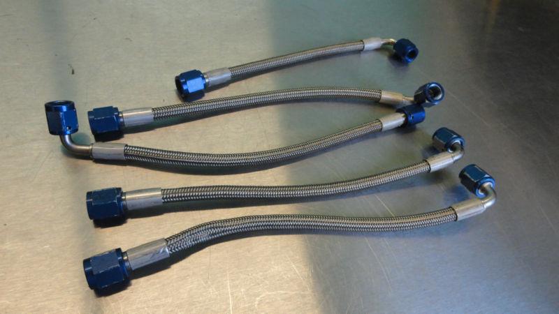 (5) nascar racing -4 brake line stainless steel braided with -4an fitting 9" 8"