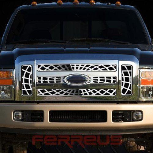 Ford superduty 08-10 spider web polished stainless grill insert trim cover