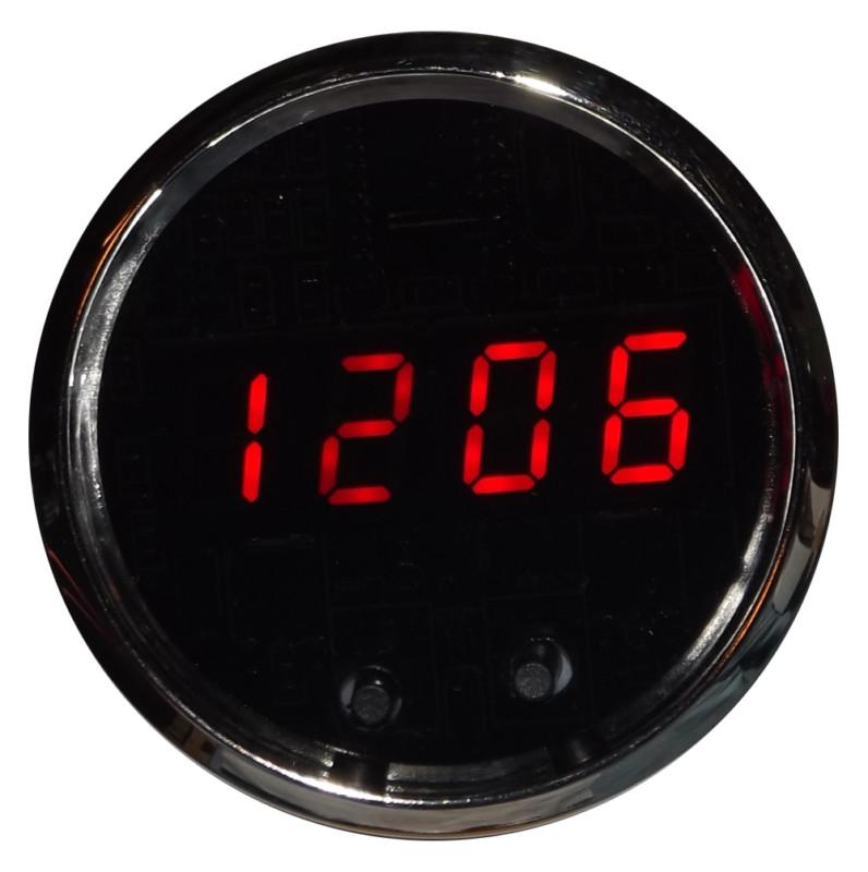 Digital led clock gauge red / chrome bezel intellitronix ms8009-r made in usa