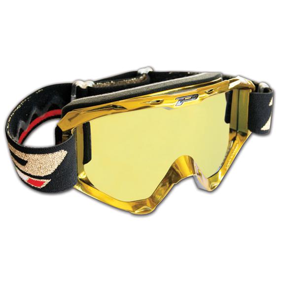 Pro grip 3450 chrome motocross atv goggles chrome gold frame yellow lens