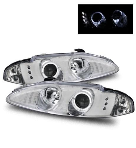 95-96 mitsubishi eclipse/eagle talon led dual halo chrome projector headlights