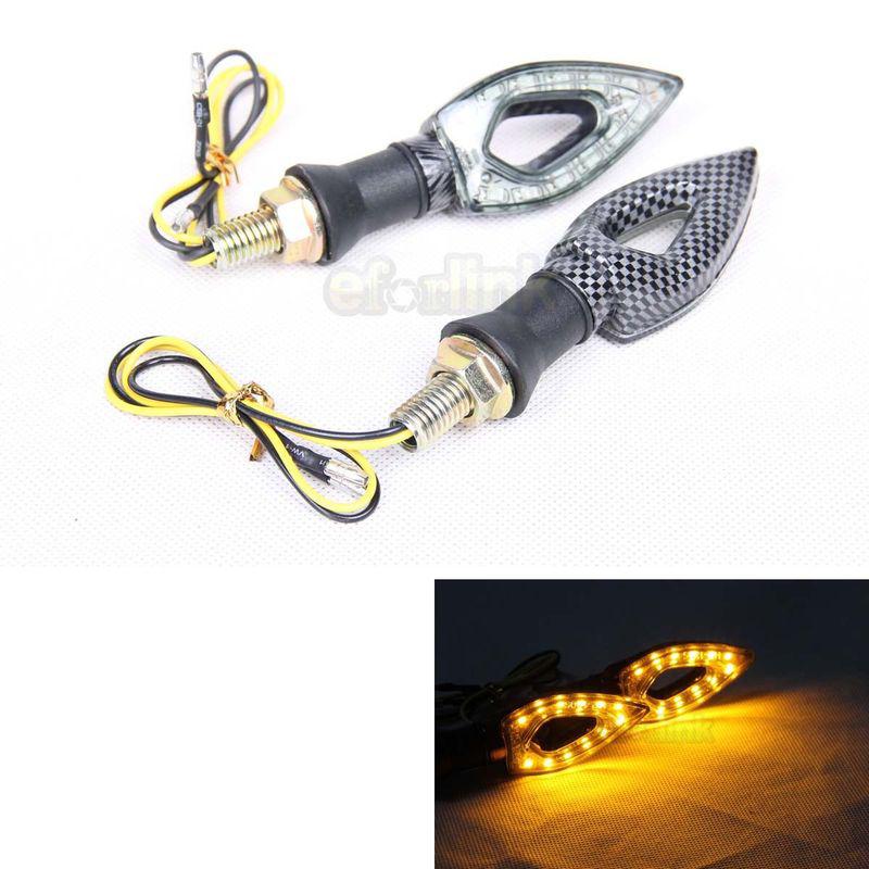 2pcs led motorcycle turn signal light lamps honda suzuki kawasaki yamaha carbon