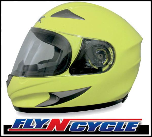 Afx fx-90 solid hi-vis yellow large full face motorcycle helmet dot ece