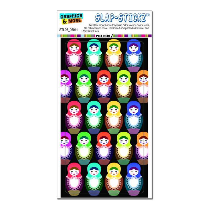 Russian nesting dolls on black - slap-stickz™ car window locker bumper sticker