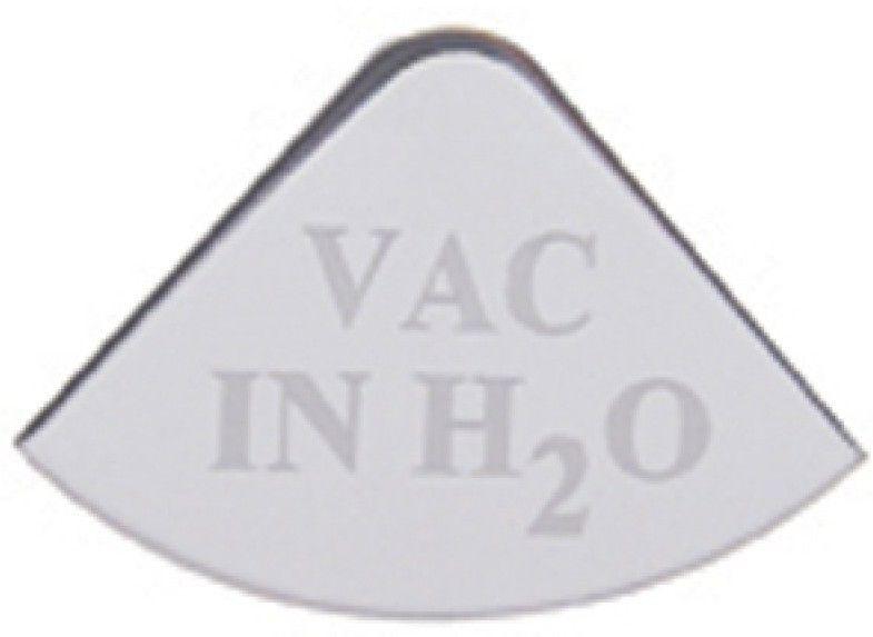 Gauge emblem vac in h2o stainless etched block letters for freightliner