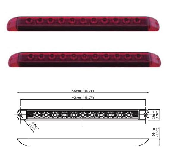 Find 17" SLIM LINE LED IDENTIFICATION LIGHT BAR (Pair) BY TUFF TOW L