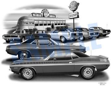Barracuda 1970 aar 440 cuda muscle auto car art print   ** free usa shipping **
