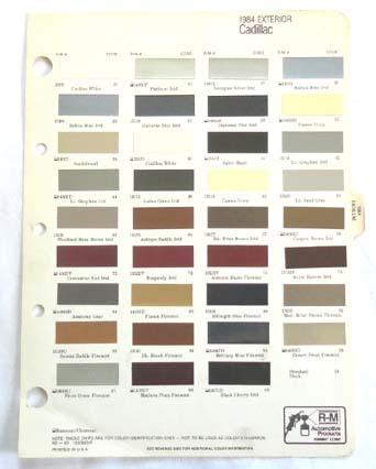1984 cadillac r-m  color paint chip chart all models original 