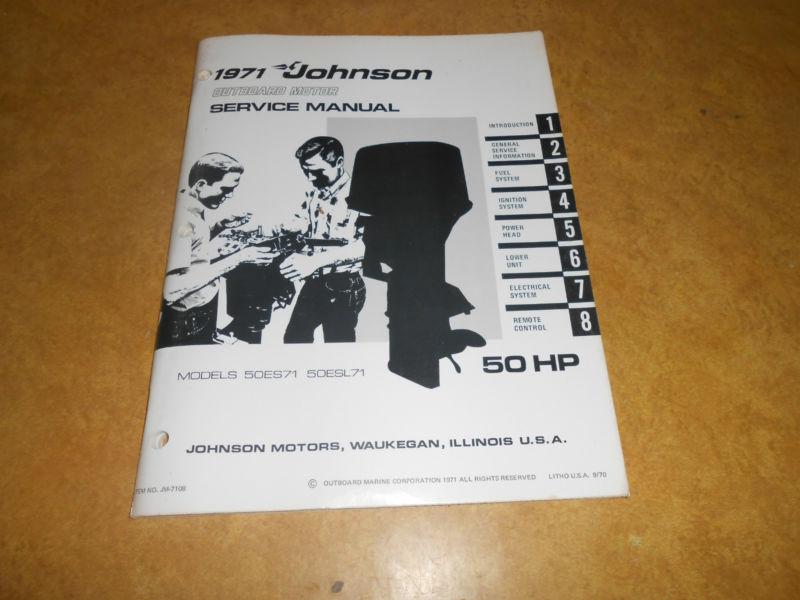 1971 50 hp johnson outboard factory repair & service manual evinrude 50hp 