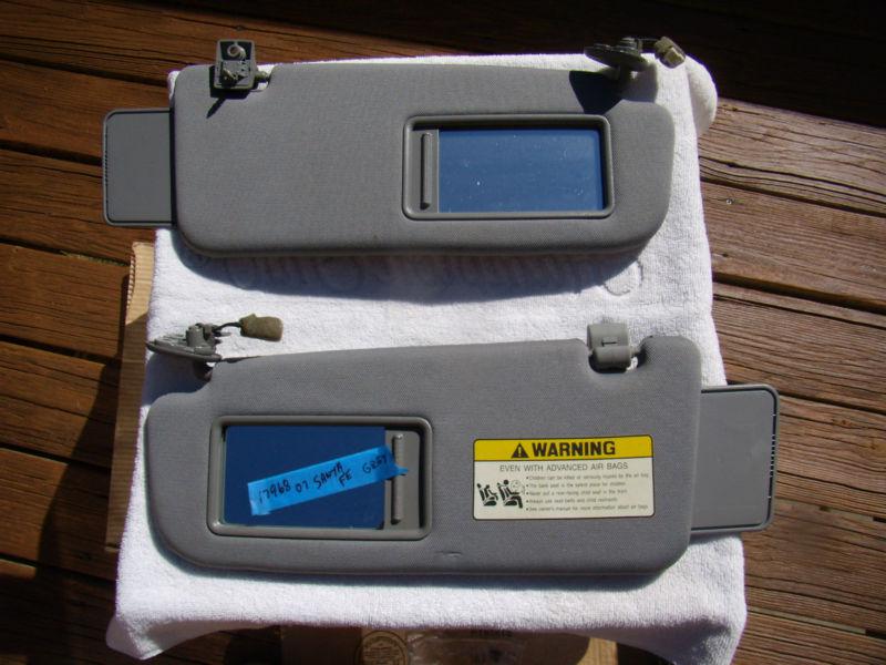 Pair 2007 - 2010 hyundai sante fe factory sunvisors sun visor gray used