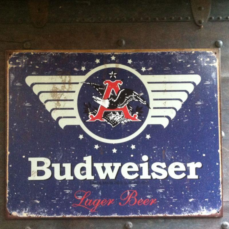 Budweiser lager beer    man cave metal tin sign ford chevy dodge gmc
