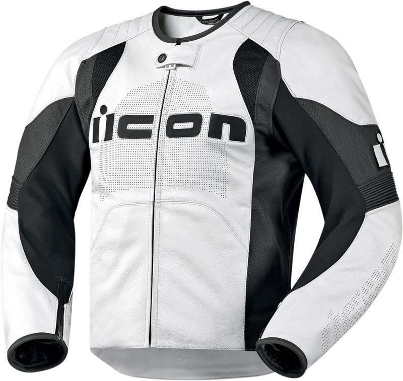 Icon overlord white leather jacket 2013 motorcycle