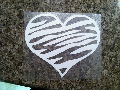 Zebra heart vinyl decal sticker laptop car truck