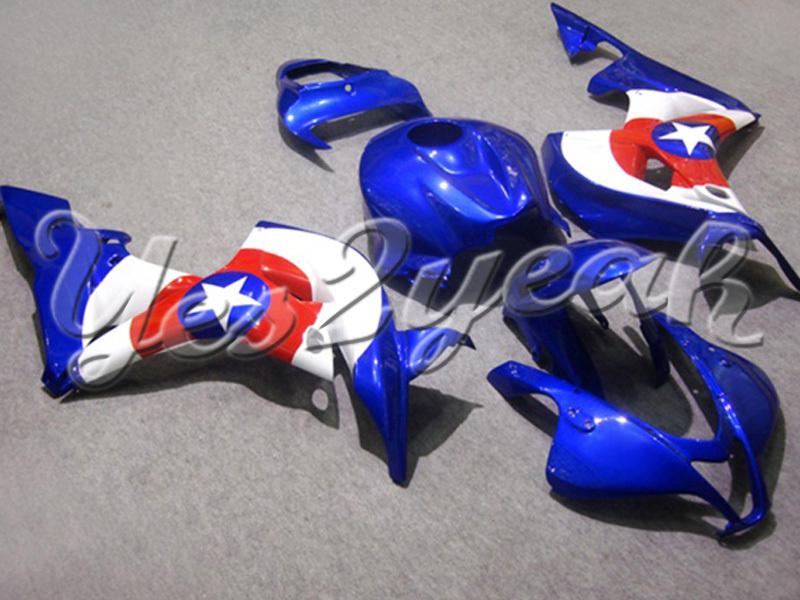 Injection molded fit 2007 2008 cbr600rr 07 08 star red white blue fairing zn119