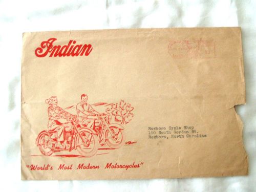 Indian motorcycle memorabilia, envelope, antique, vintage,historical, early