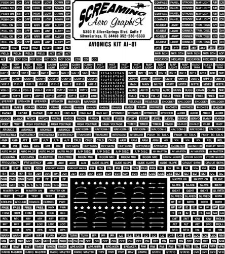Avionics interior placard kit free shipping us only