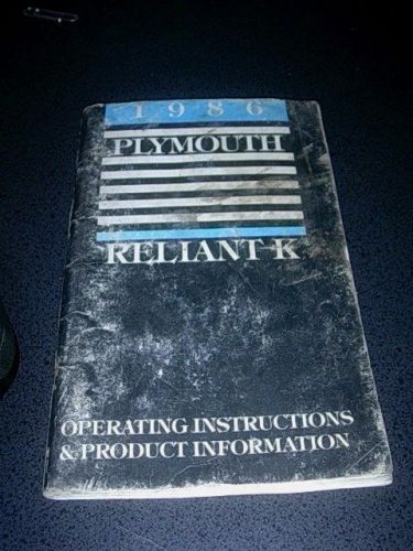 1986 plymouth reliant k owners manual