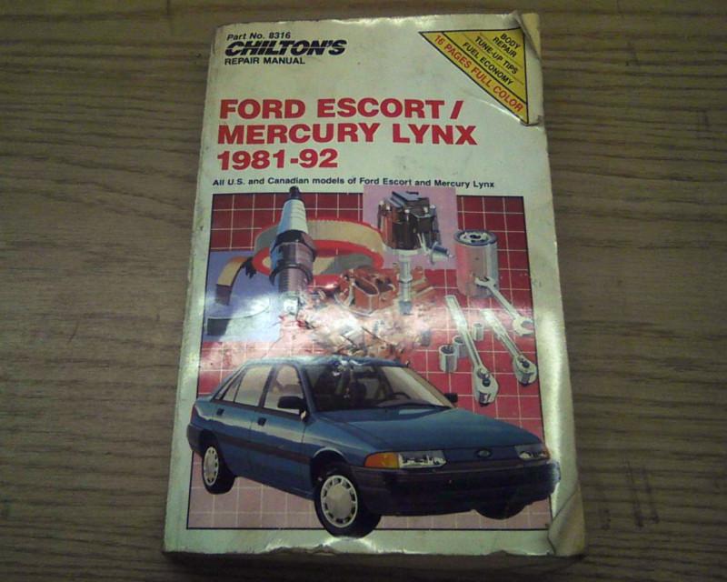 Chiltons 1981-1992 ford escort/ mercury lynx  repair manual 