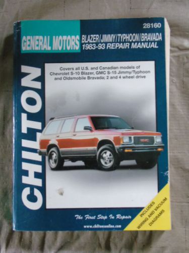 Chilton repair manual 1983-93 gm chevy blazer jimmy typhoon bravada
