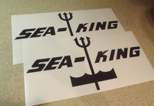 Sea king vintage boat decal die-cut 12" black 2-pak free ship + free fish decal!