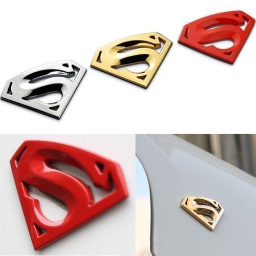 8.3cmx5.5cm 3d red chrome superman car emblem badge decal sticker