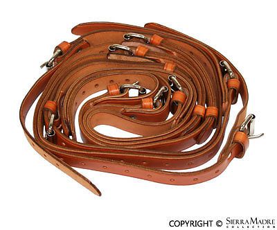 Luggage rack leather strap set, tan, all porsche 356&#039;s (50-65)