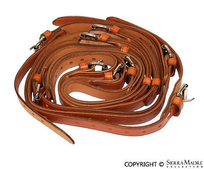 Luggage rack leather strap set, tan, all porsche 356's (50-65)