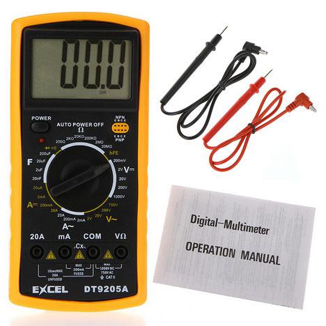 Digital multimeter handheld tester electric amps voltage meter ac/dc dt9205a 