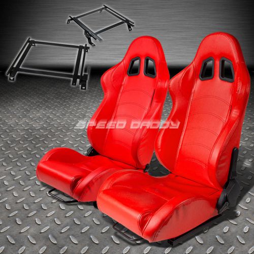 Pair type-1 reclining red pvc racing seat+bracket for 02-06 acura rsx dc5 k20
