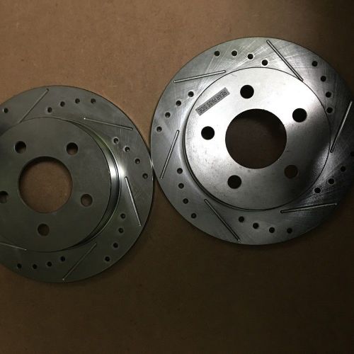 Power stop evolution cross - drilled &amp; slotted rotors - rear pair 94-04 mustang