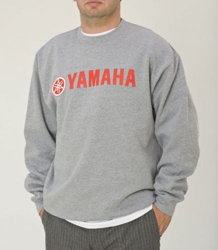 Oem yamaha red logo gray crewneck sweatshirt
