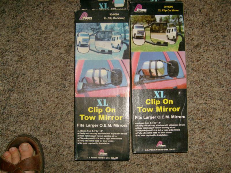  set of 2 xl clip-on towing mirrors  - prime products - new  