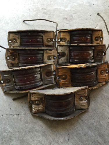 (1) sparton ac-1 vintage industrial light fixture travel trailer amber lens