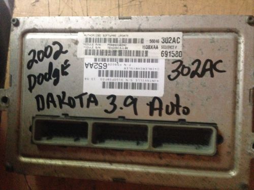 2002 02 dodge dakota 3.9 auto ecm ecu engine computer pcm 56040302ac 302ac 303