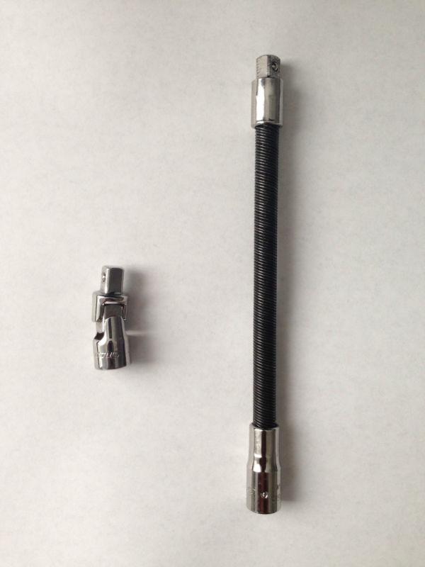  snap on 1/4" drive 6" flex extension tm61a / 1/4" swivel adapter tmu8b *clean*