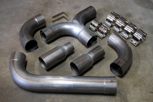 5" dual diesel stack kit + band clamps + chevy ford dodge exhaust system smoke