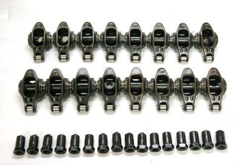 Chevy 327 350 383 400 sbc magnm black alloy steel rocker arm 3/8 stud, ratio 1.6