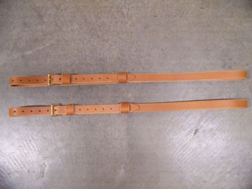 Leather luggage straps for luggage rack/carrier~~(2) piece set~light honey~brass