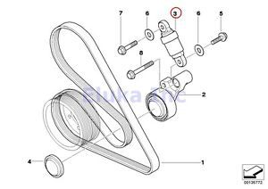 Bmw genuine drive belt tensioner for alternator water pump power steering belt e