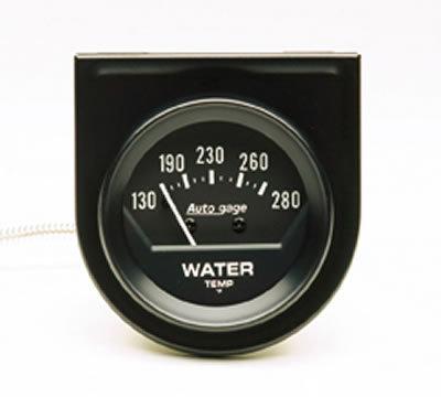 Auto gage mechanical water temperature gauge 2 1/16" dia black face 2361